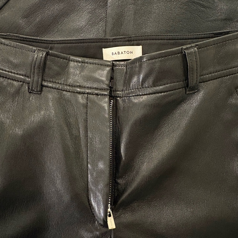 Babaton Dark Leather Trousers
